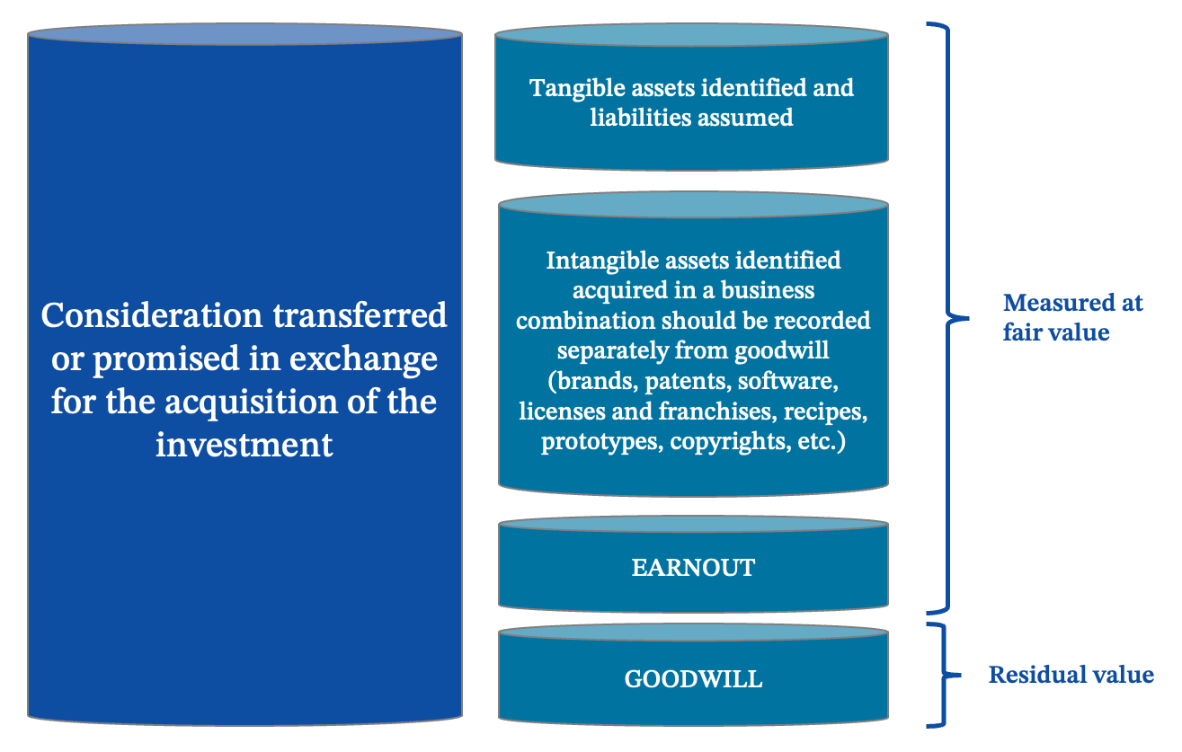 Accounting breakdown of the M&A transaction price.