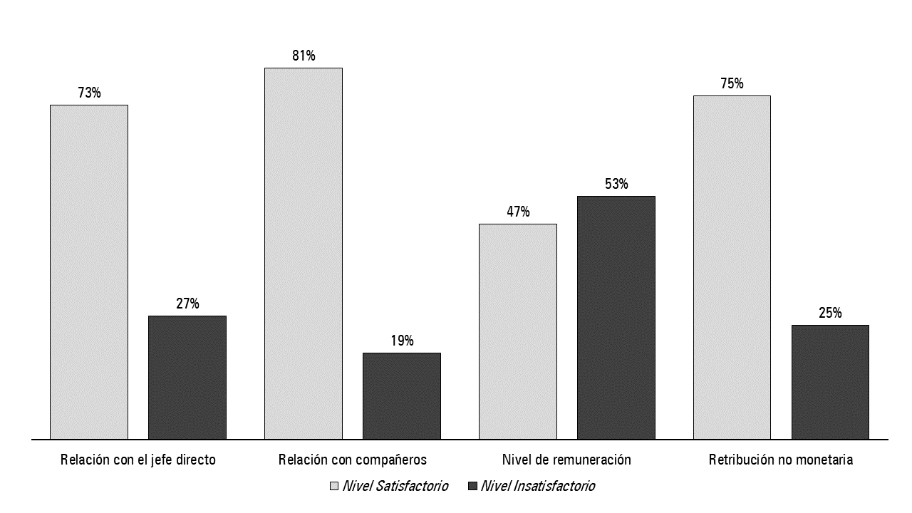 Nivel de satisfacción por dimensión de felicidad laboral.